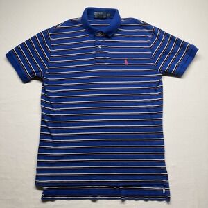Polo Ralph Lauren Men's Blue Striped Polo Shirt Pink Pony Size Small